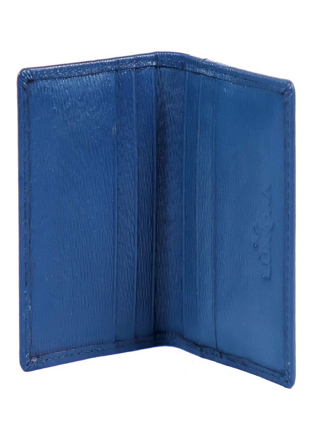 Luxxora Genuine Leather Bi-fold Card Holder for Men & Women | Unisex Sleek & Compact Card Holder with Multiple Card Slots | Gift for Men & Women I Color - Blue - Image 3